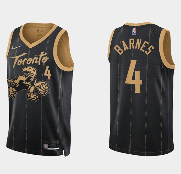 Youth Toronto Raptors #4 Scottie Barnes 2021/22 Black City Edition 75th Anniversary Swingman Stitched Basketball Jersey